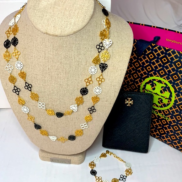NWOT 2 PC Tory Burch Long/Doubled Necklace & Bracelet Set - Picture 3 of 8